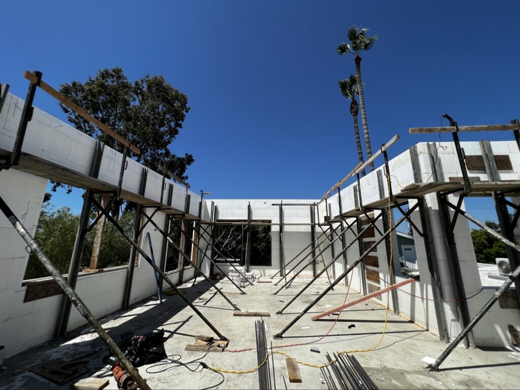 Braced ICF walls on a Forming Solutions jobsite