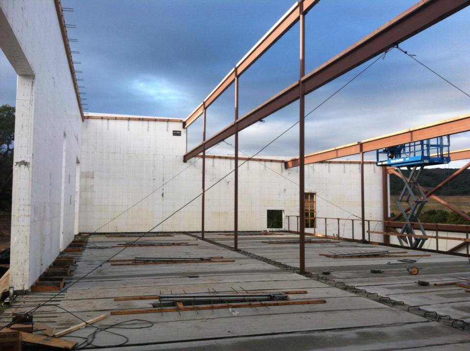ICF walls with steel roof beams at Hillard Bruce Winery