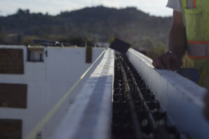 Reinforcing steel inside an ICF wall core